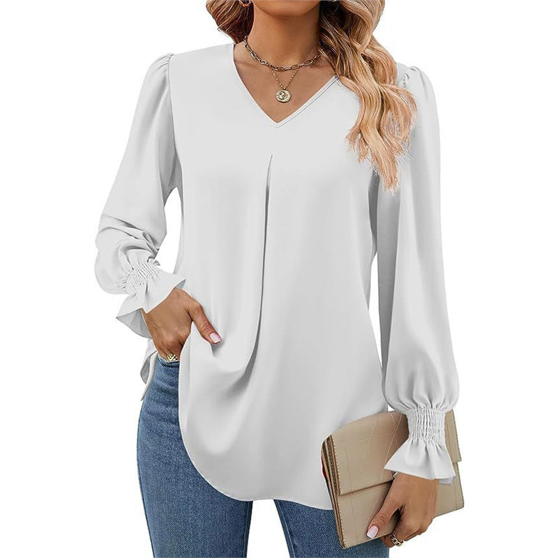 Isaline – Pleated V-Neck Blouse