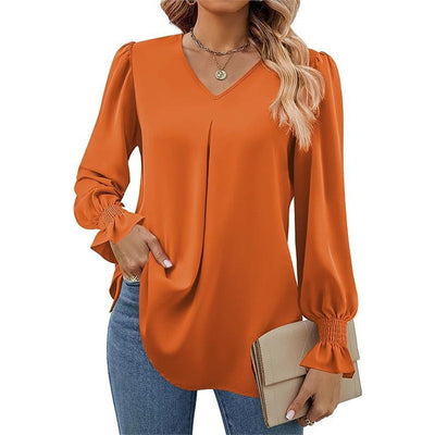 Isaline – Pleated V-Neck Blouse