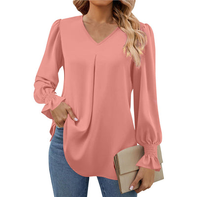 Isaline – Pleated V-Neck Blouse