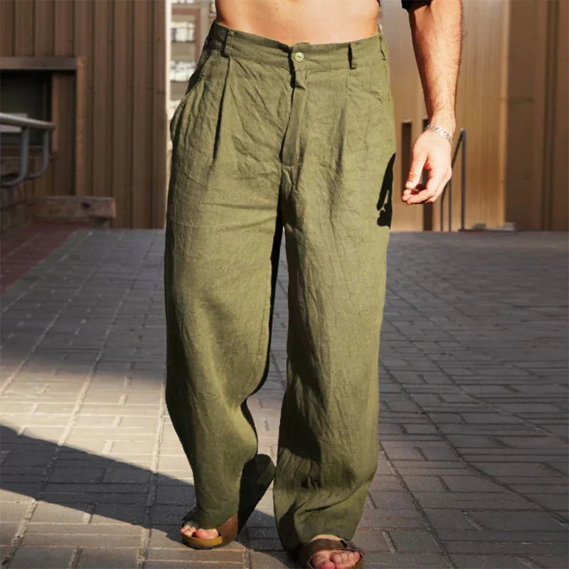 Nate - Wide-Leg Linen Trousers