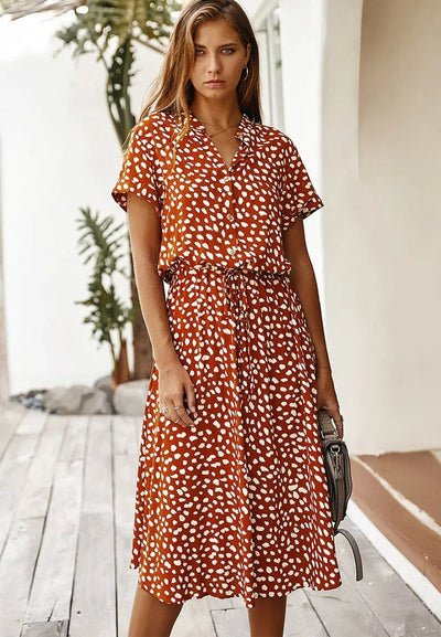 Amiya – Printed Button-Up Midi Dress