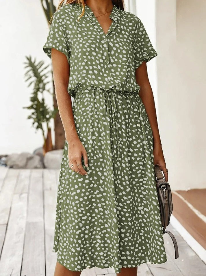 Amiya – Printed Button-Up Midi Dress